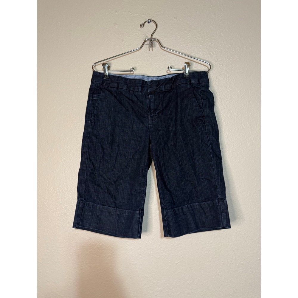 Tommy‎ Hilfiger Womens Dark Wash Denim Bermuda Shorts Cuffed Size 6 Indigo